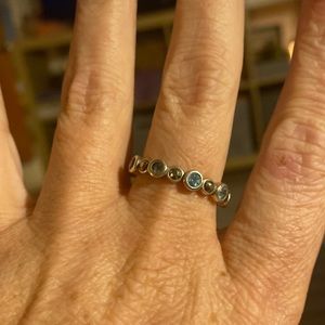 Alternating Blue Topaz and Marcasite Gemstone Ring, 925, Size 10